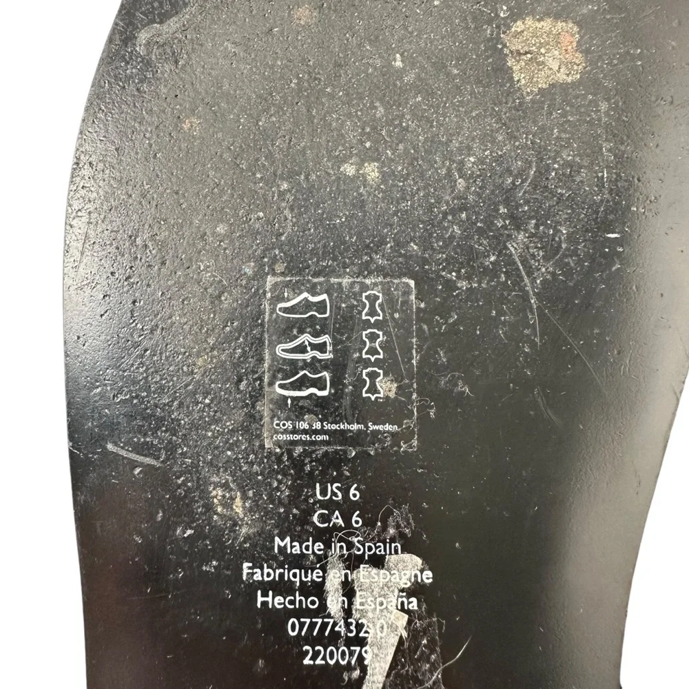 COS Size 6 Black Leather Slides Sandals Made in Spain Old Money Quiet Luxury - Picture 9 of 9